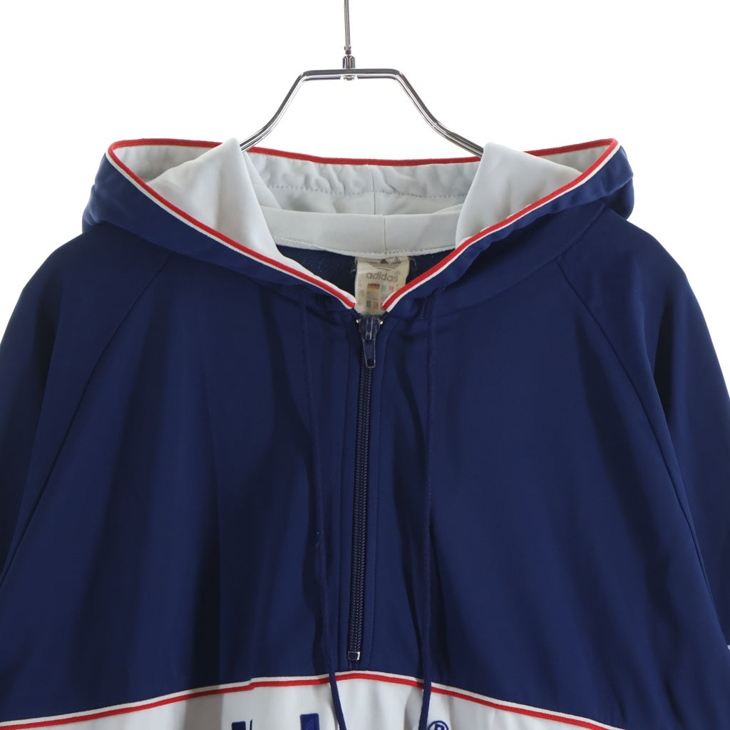 adidas(アディダス) 80S VINTAGE フロッキーロゴ ハーフジップ フーディー パーカー ネイビー