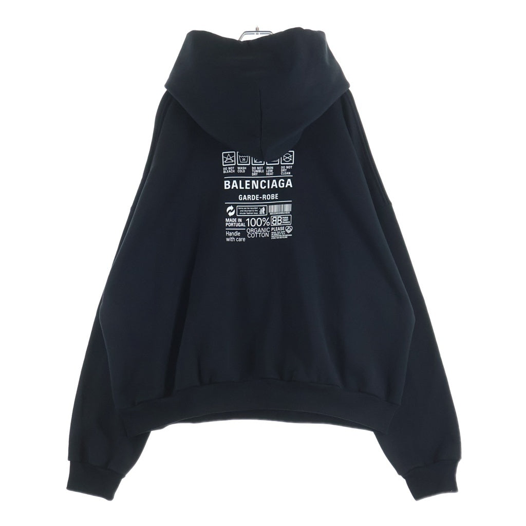 BALENCIAGA(バレンシアガ) Care Label Hoodie ケアラベル プルオーバースウェットパーカー フーディー ブラック 725558 TNVL6