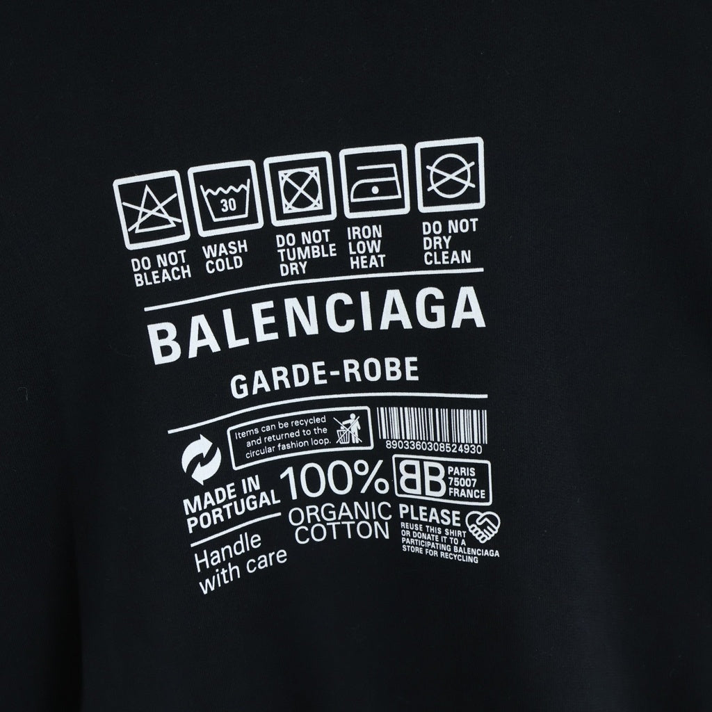 BALENCIAGA(バレンシアガ) Care Label Hoodie ケアラベル プルオーバースウェットパーカー フーディー ブラック 725558 TNVL6