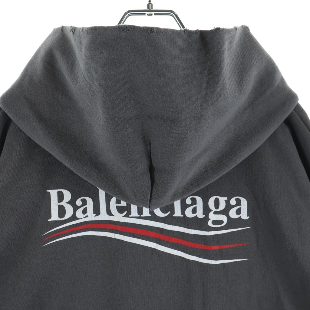 BALENCIAGA(バレンシアガ) 23SS Campaign Logo Hoodie キャンペーンロゴ ダメージ加工 プルオーバースウェットパーカー フーディー グレー 620947 TNVG6