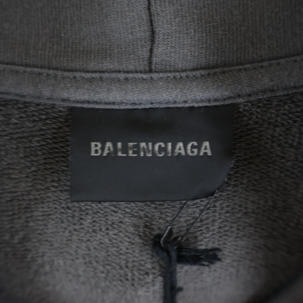 BALENCIAGA(バレンシアガ) 23SS Campaign Logo Hoodie キャンペーンロゴ ダメージ加工 プルオーバースウェットパーカー フーディー グレー 620947 TNVG6