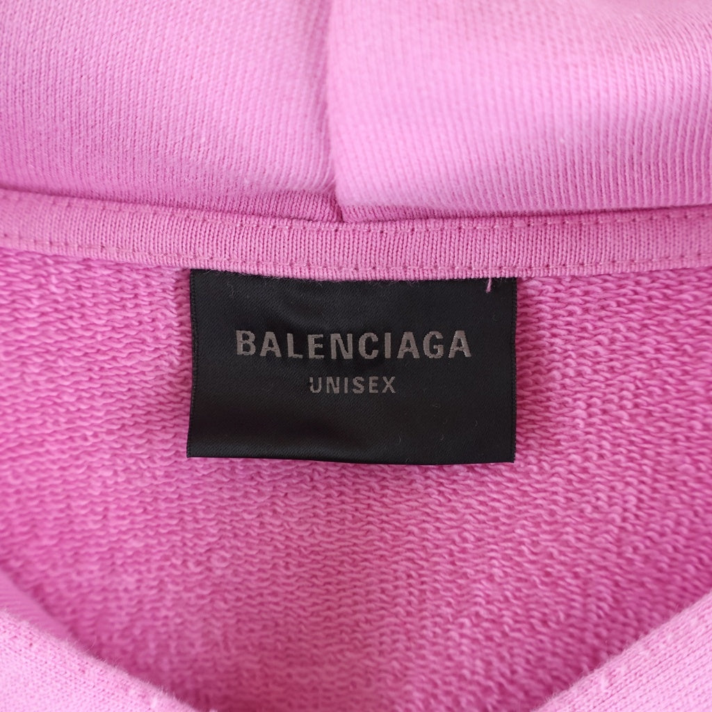 BALENCIAGA(バレンシアガ) 22AW Destroyed Hoodie デストロイロゴ ダメージ加工 プルオーバースウェットパーカー フーディー ピンク 729361 TNVL2