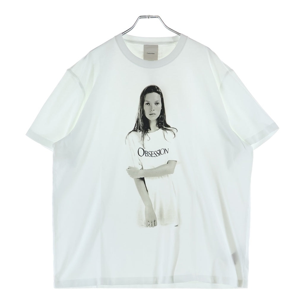 Calvin Klein(カルバンクライン) Kate Moss Graphic Tee ユニセックス クラシック 半袖Tシャツ カットソー ホワイト 40498WS