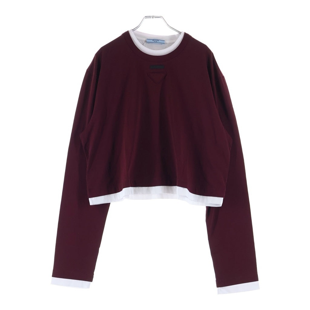 PRADA(プラダ) Long Sleeve Tee Cotton ロングスリーブ コットン 長袖Tシャツ カットソー バーガンディ