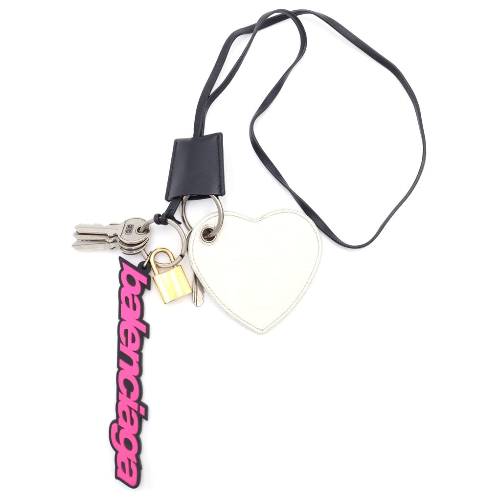 BALENCIAGA(バレンシアガ) Embellished Bag Charm ハート キー チャーム シルバー