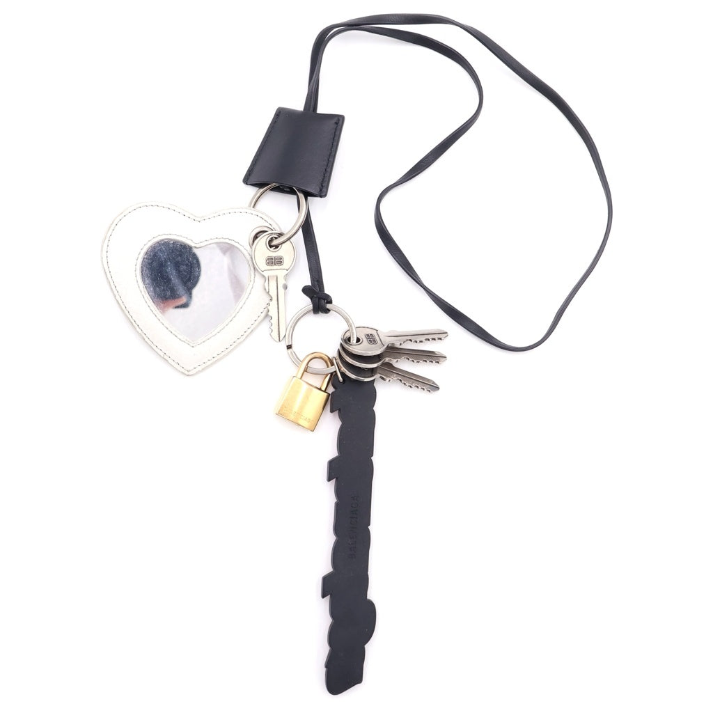 BALENCIAGA(バレンシアガ) Embellished Bag Charm ハート キー チャーム シルバー