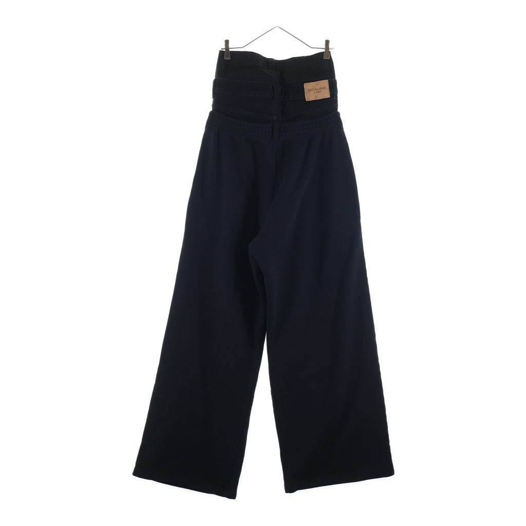 BALENCIAGA(バレンシアガ) 24AW Denim Layered Sweatpants デニムレイヤード ワイドスウェットパンツ ブラック 808816 TNVI7