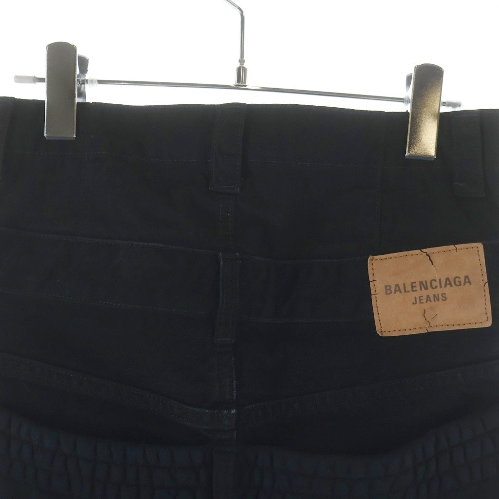 BALENCIAGA(バレンシアガ) 24AW Denim Layered Sweatpants デニムレイヤード ワイドスウェットパンツ ブラック 808816 TNVI7