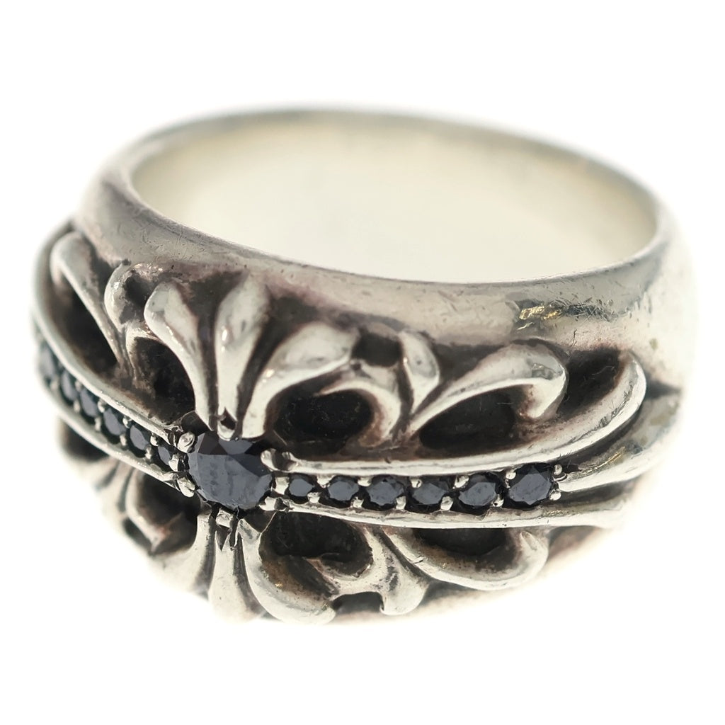 CHROME HEARTS(クロムハーツ) FLRL CRS PAVE BLACK DIA フローラルクロス リング PAVEブラックダイヤモンド シルバー/ブラック