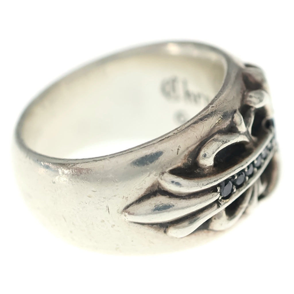 CHROME HEARTS(クロムハーツ) FLRL CRS PAVE BLACK DIA フローラルクロス リング PAVEブラックダイヤモンド シルバー/ブラック