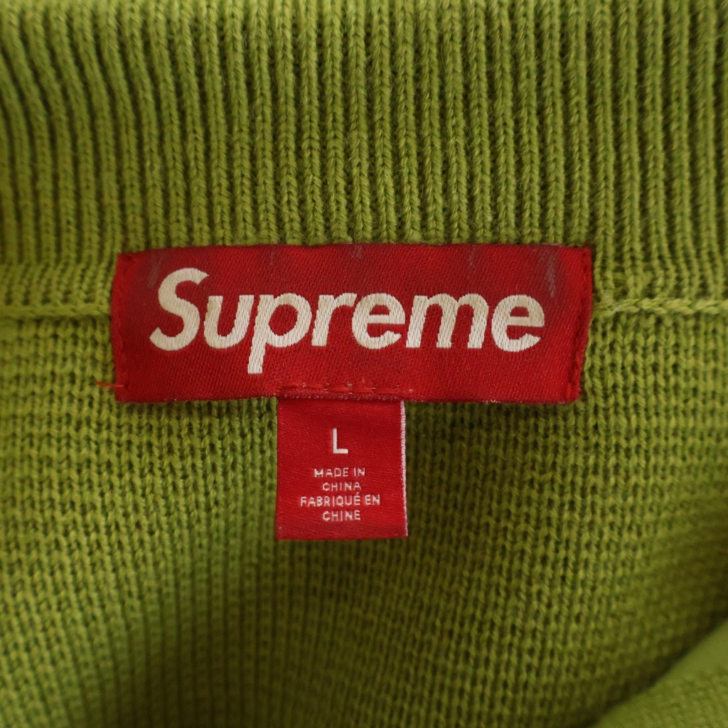 SUPREME(シュプリーム) 24AW Woven Leather Zip Up Cardigan ウーブン レザージップアップカーディガン グリーン