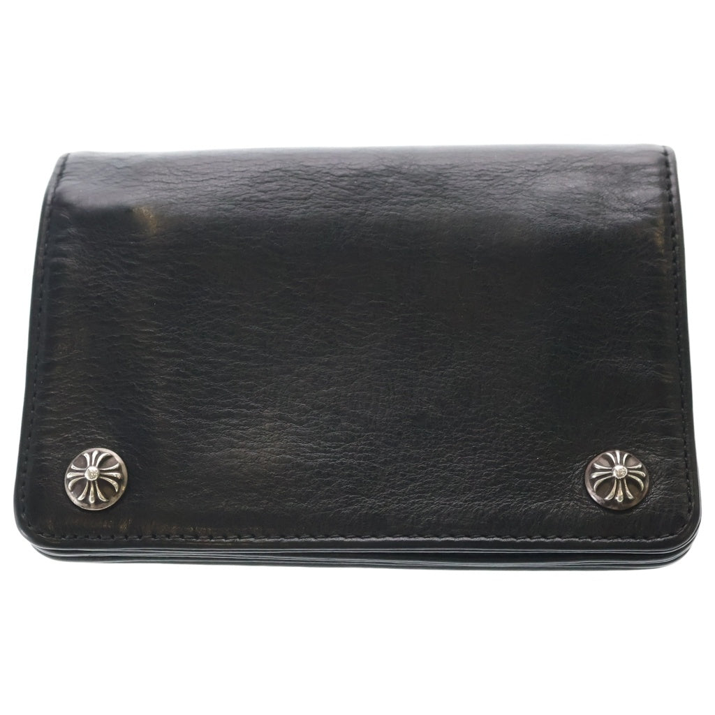 CHROME HEARTS(クロムハーツ) 2ZIP 2ジップ クロスボールボタンレザーウォレット 財布 ブラック BCA363