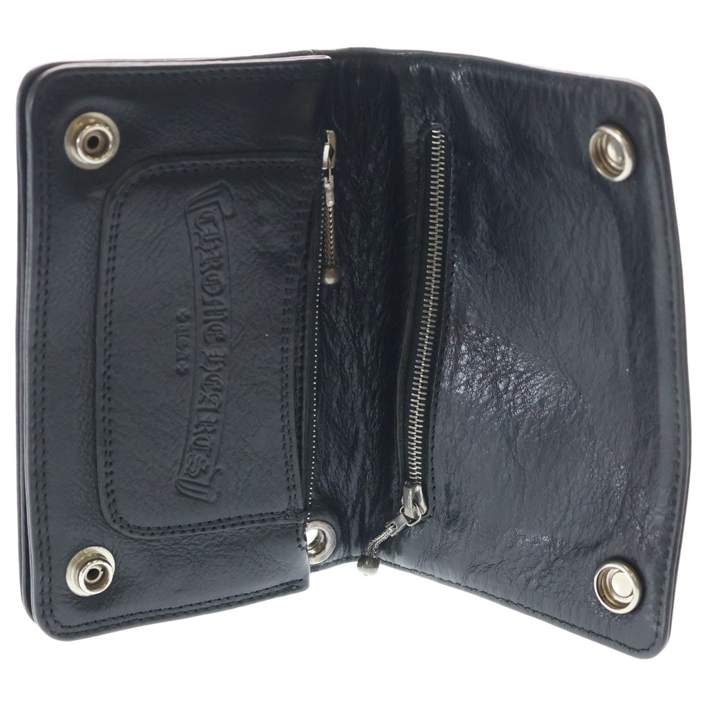 CHROME HEARTS(クロムハーツ) 2ZIP 2ジップ クロスボールボタンレザーウォレット 財布 ブラック BCA363
