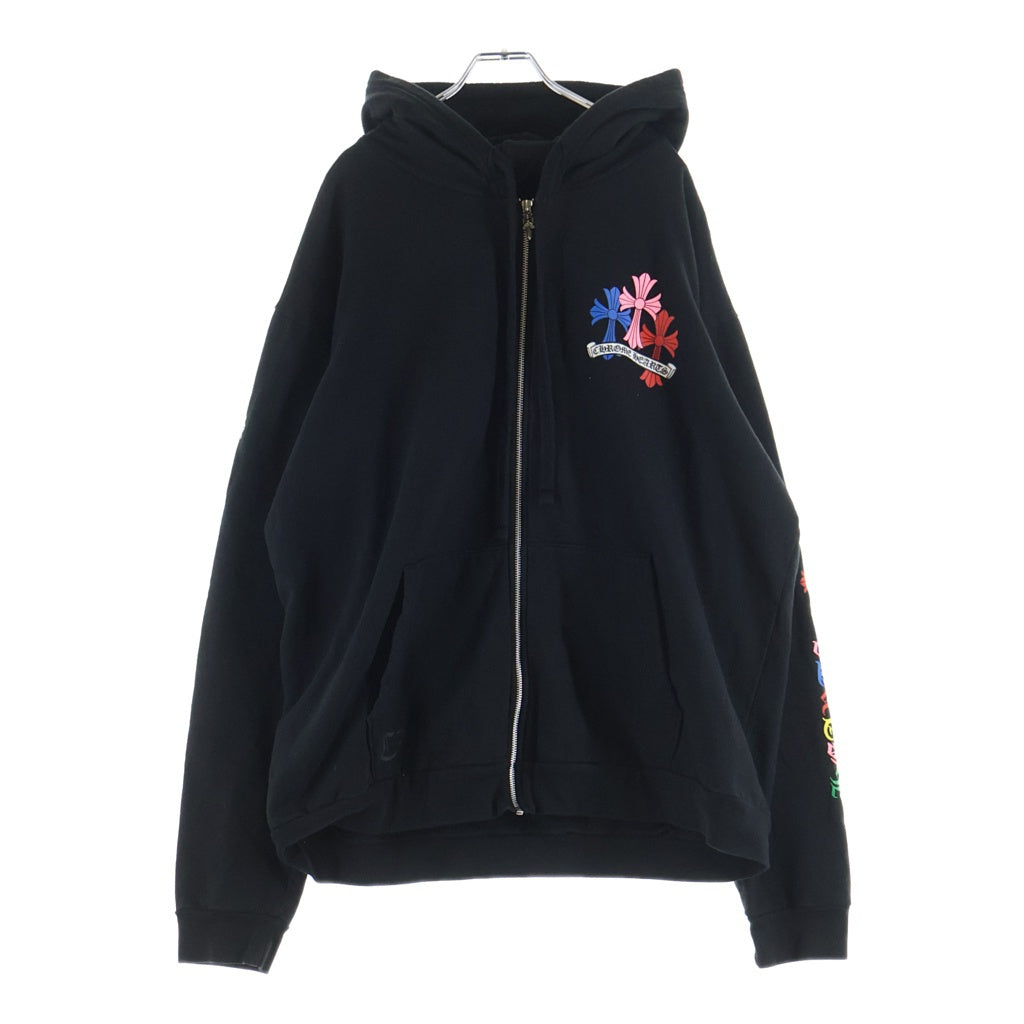 CHROME HEARTS(クロムハーツ) MLTCOL CEM CRS SWTSHRT HD ZIP マルチカラーセメタリークロス ダガージップ ジップアップスウェットパーカー フーディー ブラック