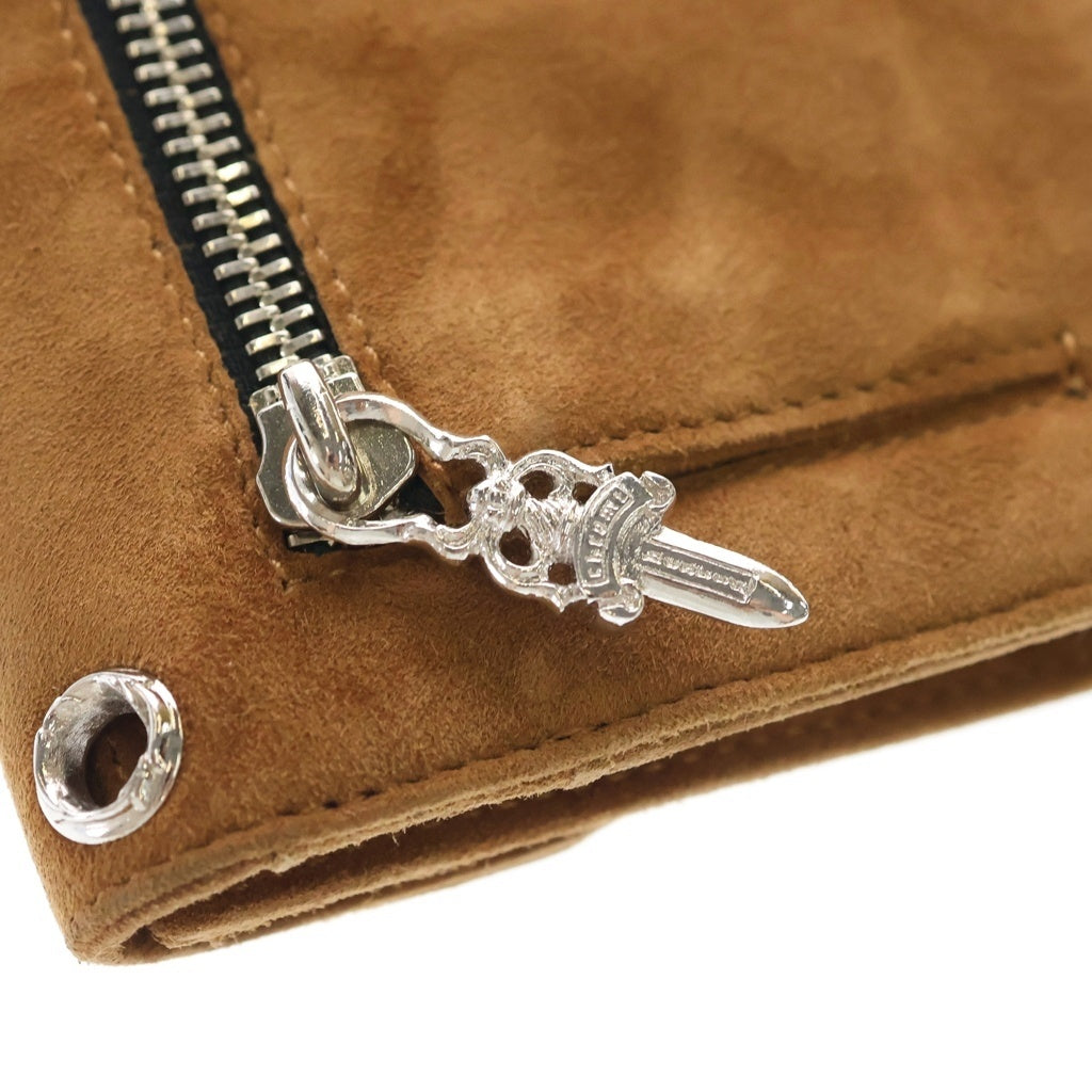CHROME HEARTS(クロムハーツ) WAVE ウェーブ スウェード レザーウォレット 財布 ブラウン