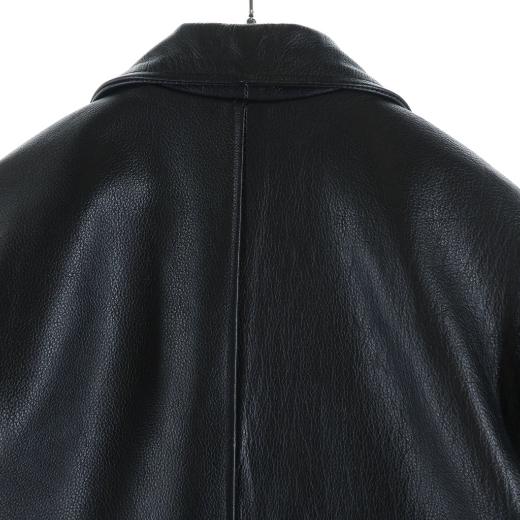 NO BRAND(ノーブランド) GENUINE LEATHER JACKET 裏地キルティング ジェニュインレザー ダブルライダースジャケット ブラック