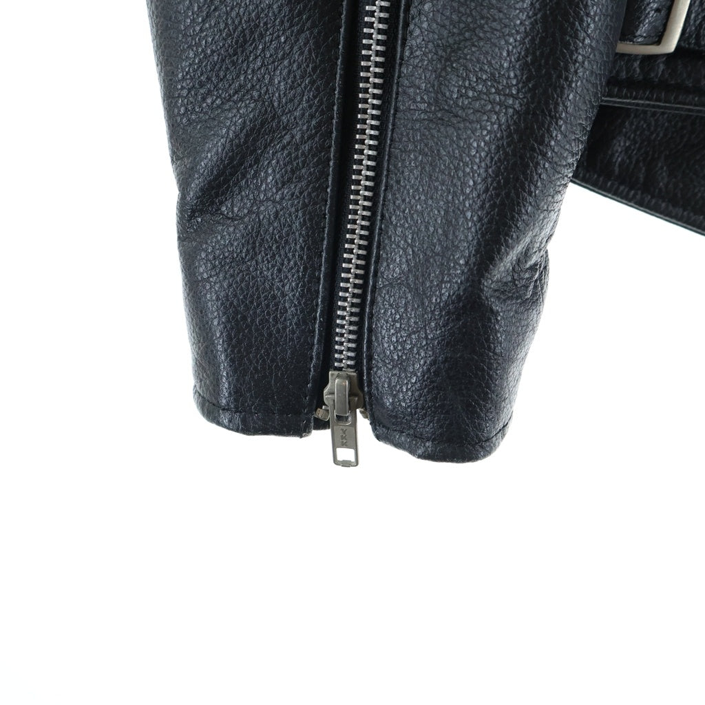 NO BRAND(ノーブランド) GENUINE LEATHER JACKET 裏地キルティング ジェニュインレザー ダブルライダースジャケット ブラック