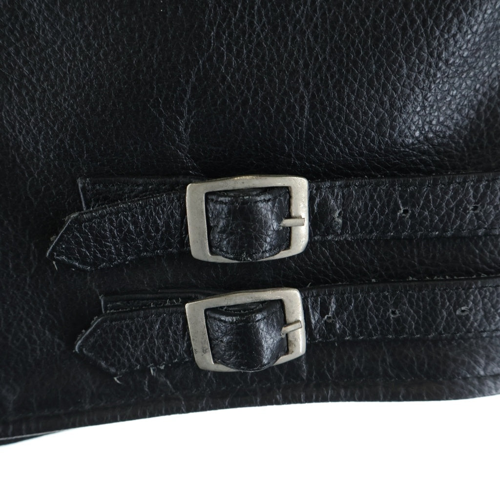 NO BRAND(ノーブランド) GENUINE LEATHER JACKET 裏地キルティング ジェニュインレザー ダブルライダースジャケット ブラック