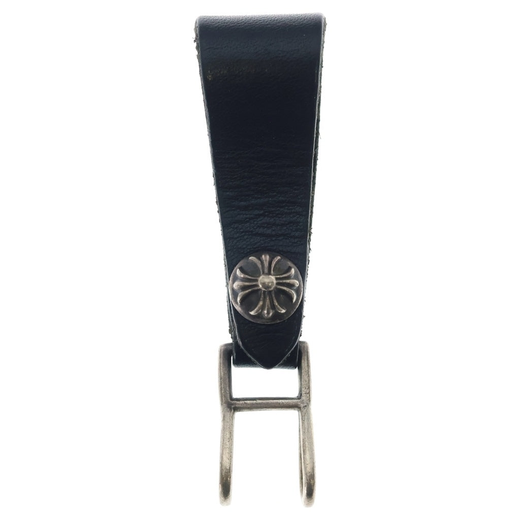 CHROME HEARTS(クロムハーツ) BELT LOOP クロスボールボタンレザーベルトループ シルバー/ブラック BCA397