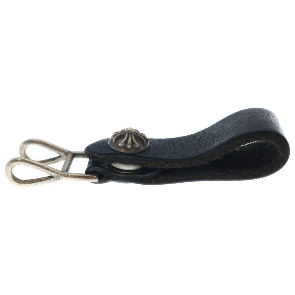 CHROME HEARTS(クロムハーツ) BELT LOOP クロスボールボタンレザーベルトループ シルバー/ブラック BCA397