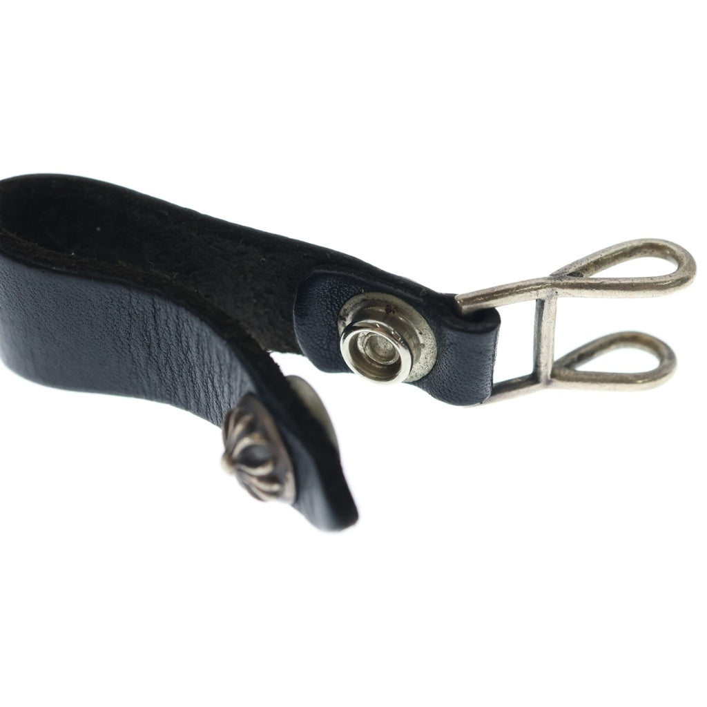 CHROME HEARTS(クロムハーツ) BELT LOOP クロスボールボタンレザーベルトループ シルバー/ブラック BCA397