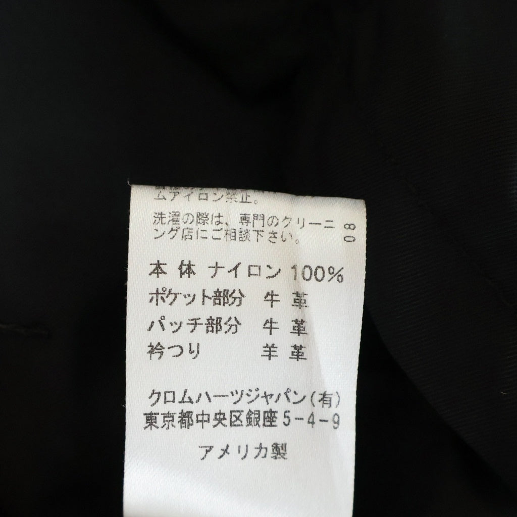CHROME HEARTS(クロムハーツ) Y NOT Carpenter Leather Pocket Nylon Zip S/S Shirt ワイノット カーペンター レザーポケットナイロンジップアップ 半袖シャツ ブラック