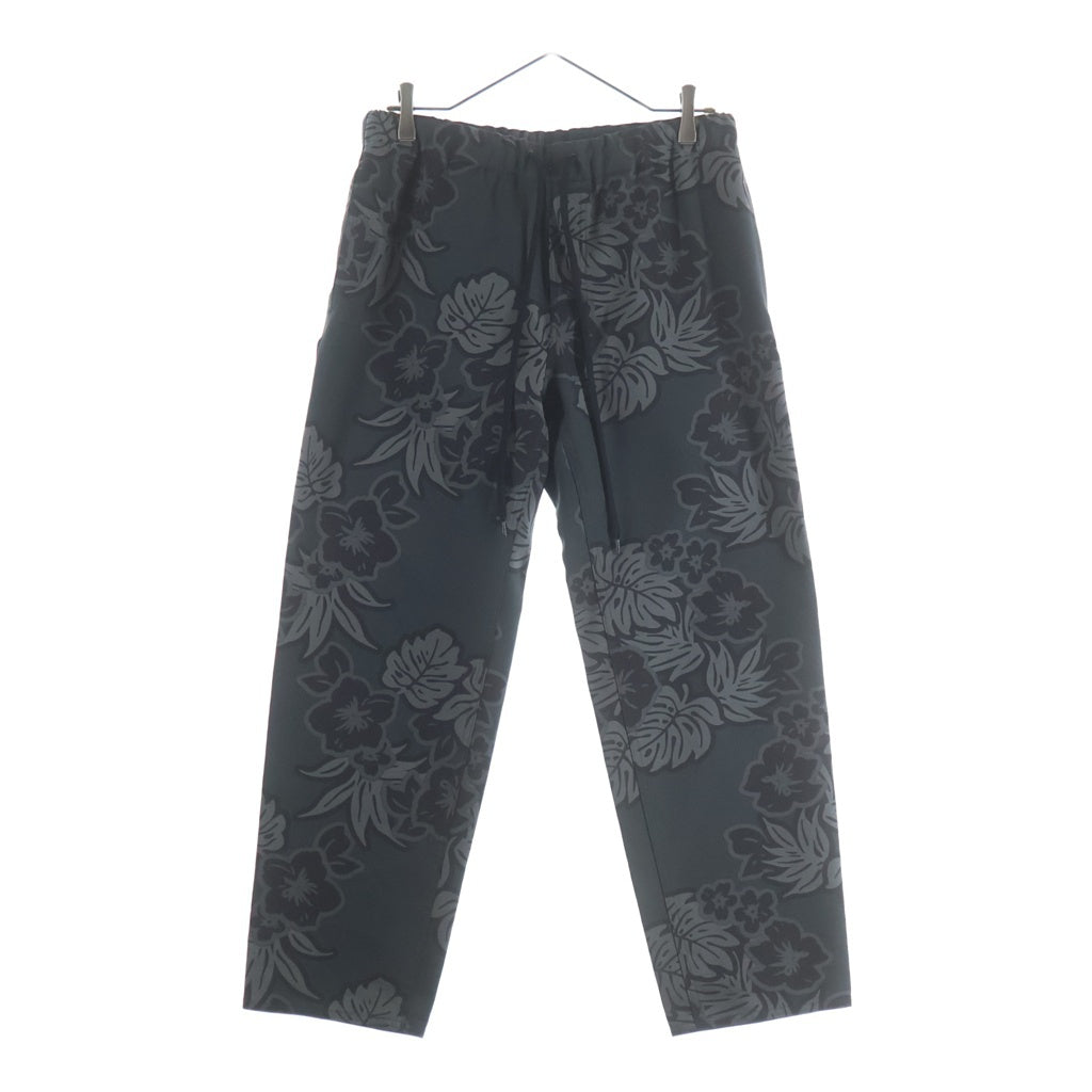 COMME des GARCONS HOMME PLUS(コムデギャルソンオムプリュス) 11SS ドローコード テーパード パンツ ハイビスカス柄 ダークグリーン EG-P024