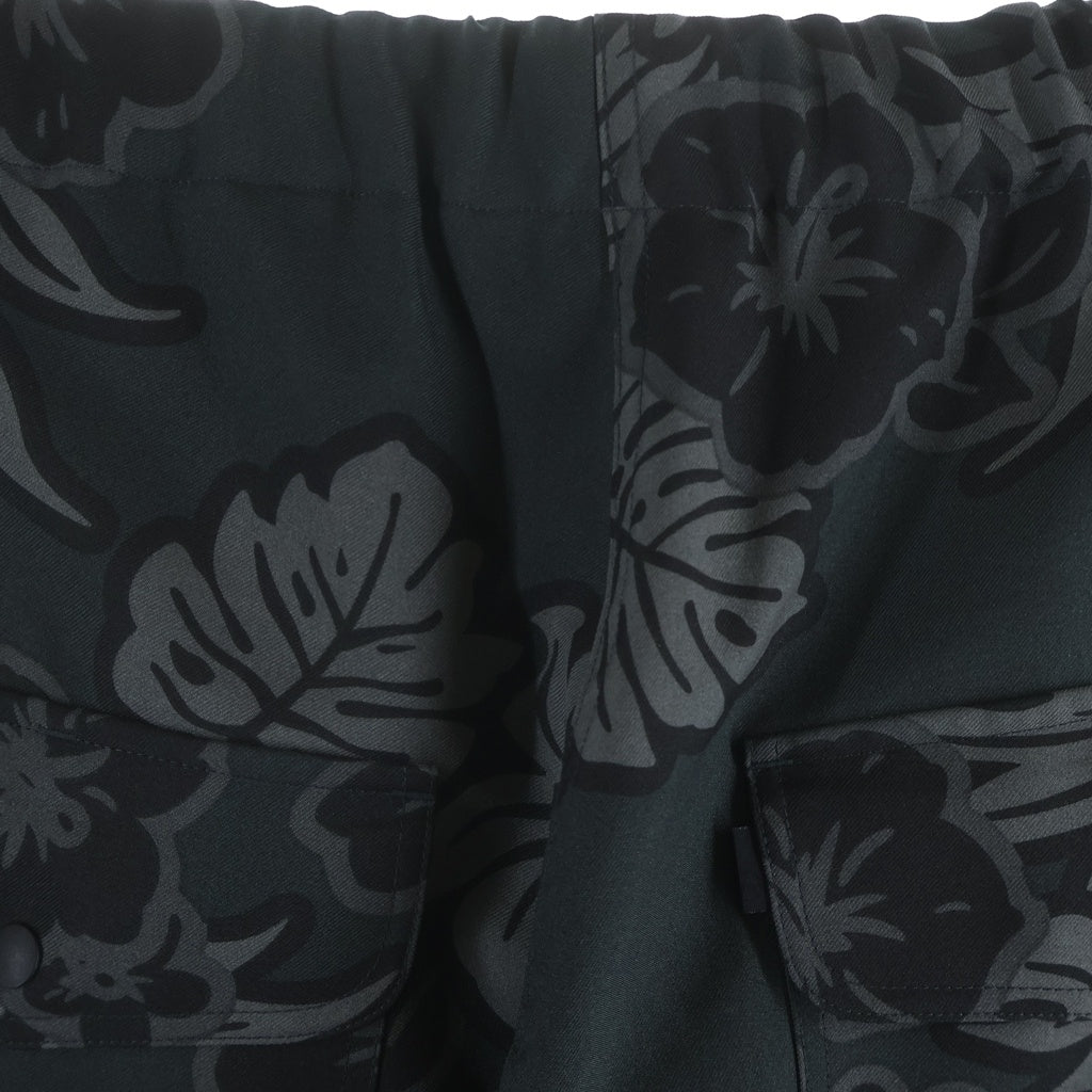 COMME des GARCONS HOMME PLUS(コムデギャルソンオムプリュス) 11SS ドローコード テーパード パンツ ハイビスカス柄 ダークグリーン EG-P024