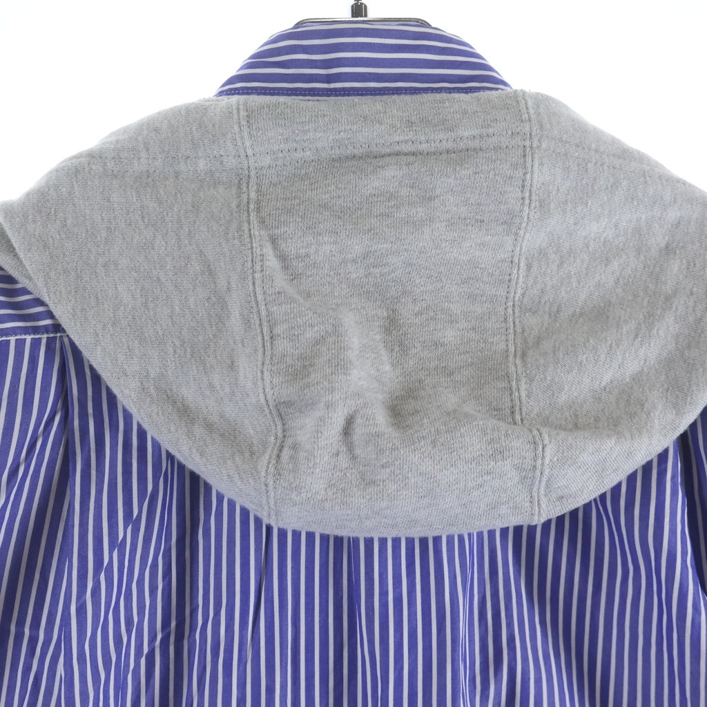 COMME des GARCONS HOMME PLUS(コムデギャルソンオムプリュス) 09AW Zip Up Sweat Docking Shirt スウェット フーディ ストライプ 長袖シャツ ブルー/グレー PD-B031