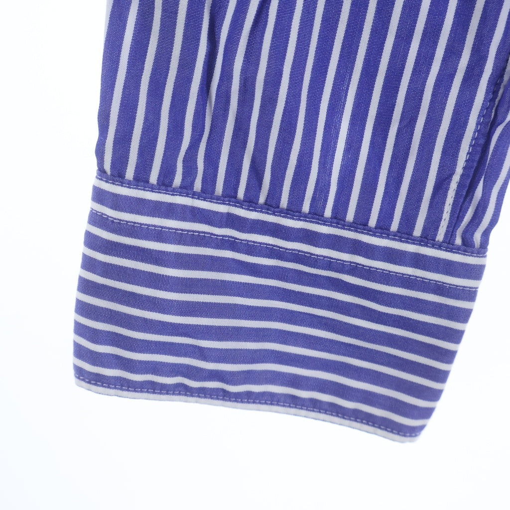 COMME des GARCONS HOMME PLUS(コムデギャルソンオムプリュス) 09AW Zip Up Sweat Docking Shirt スウェット フーディ ストライプ 長袖シャツ ブルー/グレー PD-B031