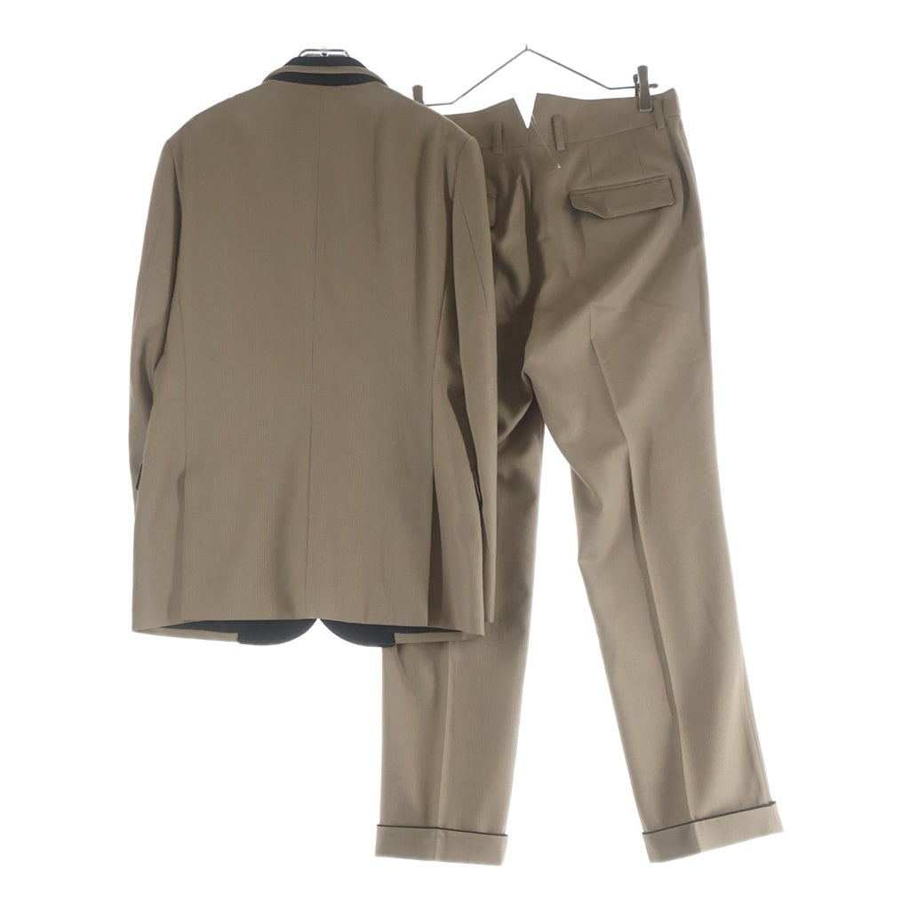 NO BRAND(ノーブランド) INDUSTRIAL CATEGORY Tailored Jacket Pants インダストリアルカテゴリー シルク テーラードジャケット テーパードパンツ セットアップ ベージュ