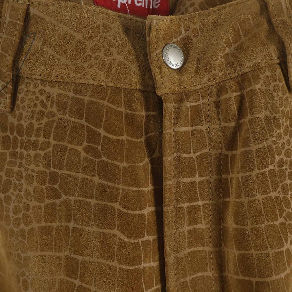 SUPREME(シュプリーム) 24AW Suede Double Knee Painter Pant Croc スウェードレザー クロコ柄 ダブルニーペインターパンツ ベージュ