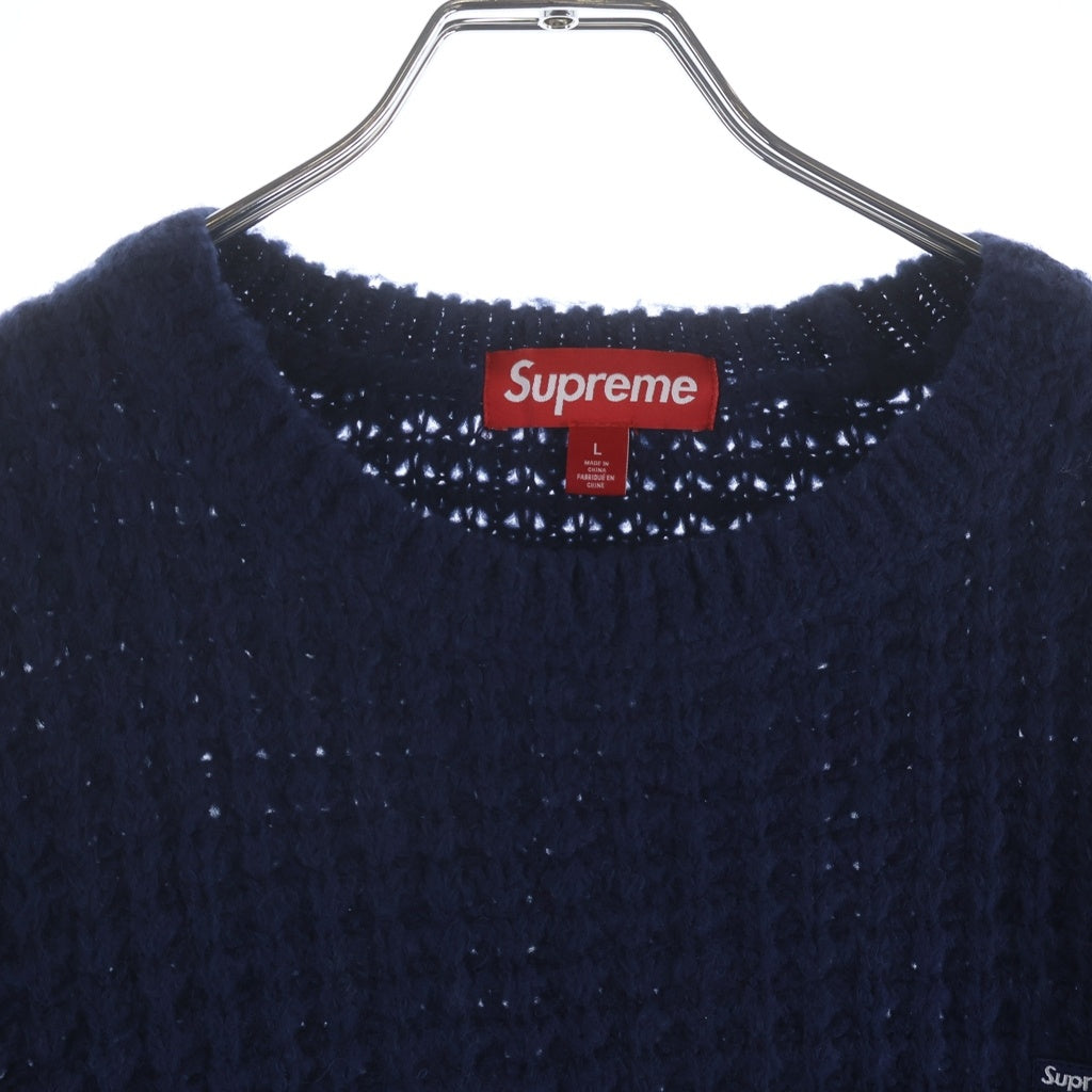 SUPREME(シュプリーム) 25AW Small Box Waffle Sweater スモールボックスロゴ クルーネックワッフルニットセーター ネイビー