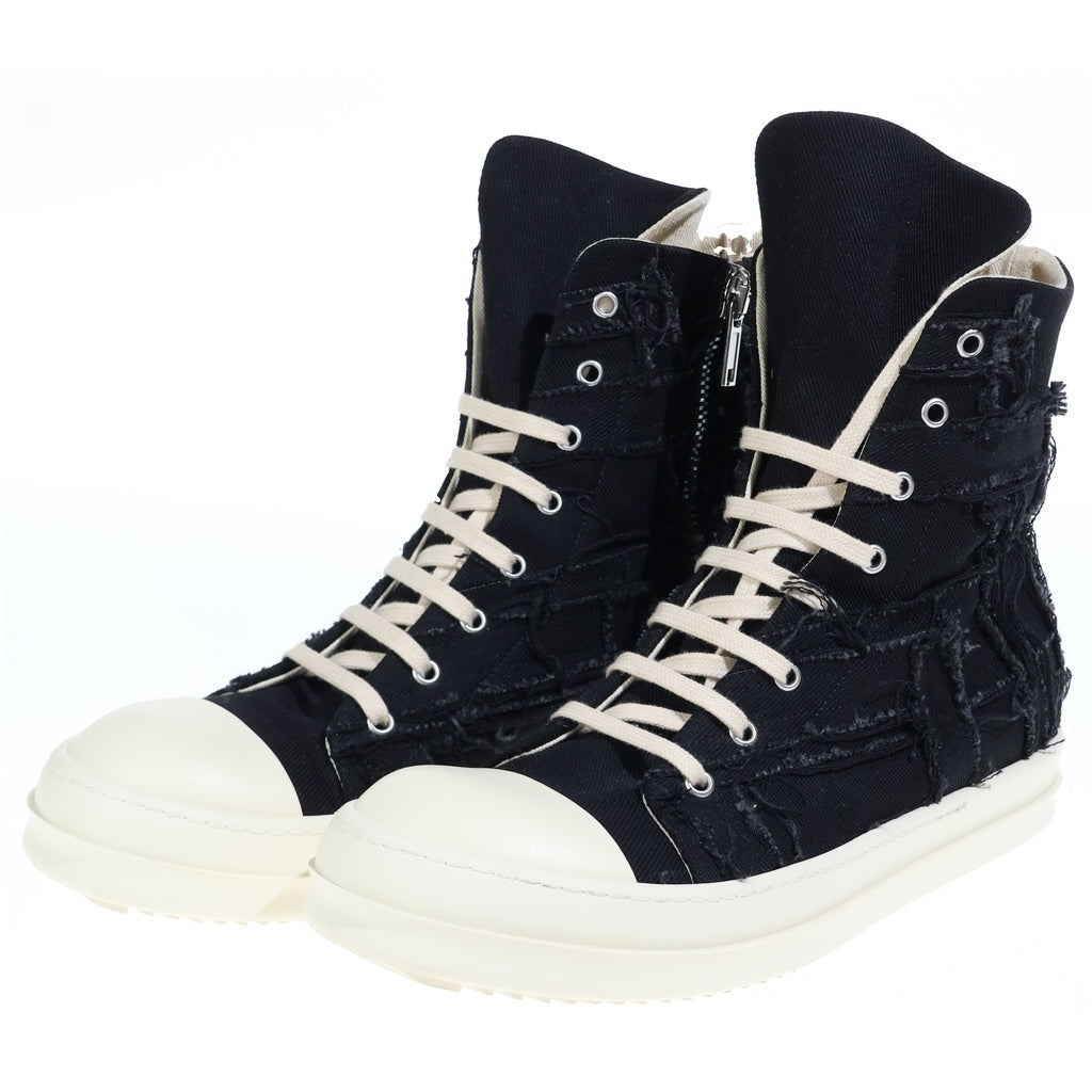 DRKSHDW(ダークシャドウ) Frayed Denim High Top Sneakers デニムハイカットスニーカー ブラック