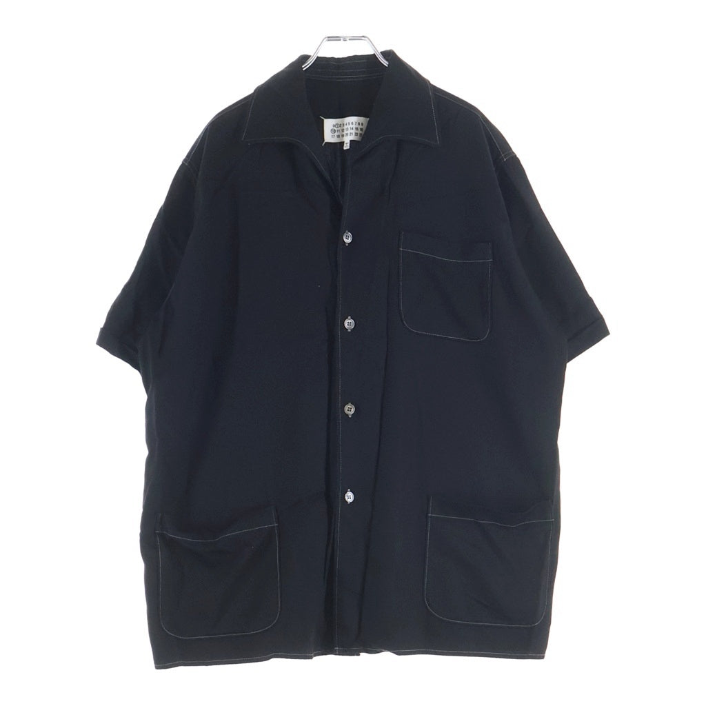 Maison Margiela(メゾンマルジェラ) 23SS Rayon Twill Shirt レーヨン オープンカラーシャツ 半袖開襟シャツ ブラック S50DR0003
