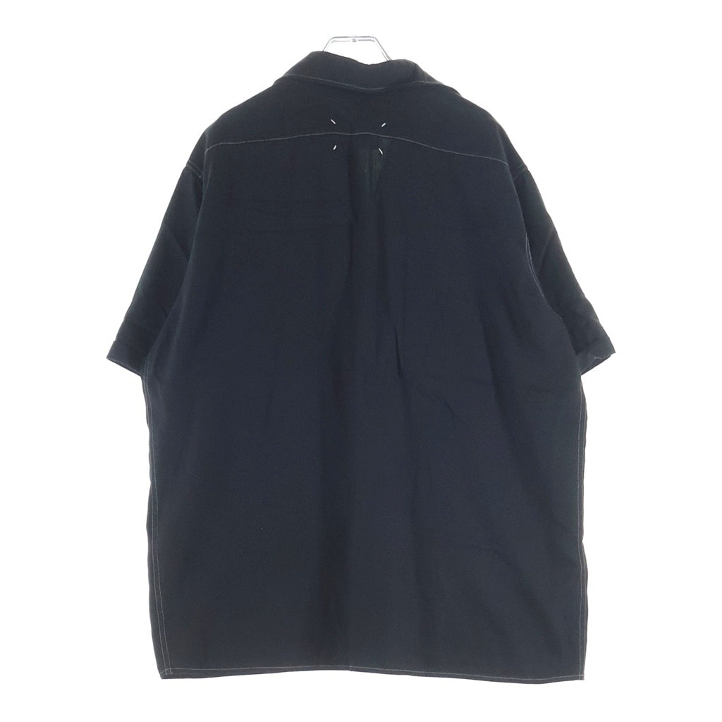 Maison Margiela(メゾンマルジェラ) 23SS Rayon Twill Shirt レーヨン オープンカラーシャツ 半袖開襟シャツ ブラック S50DR0003