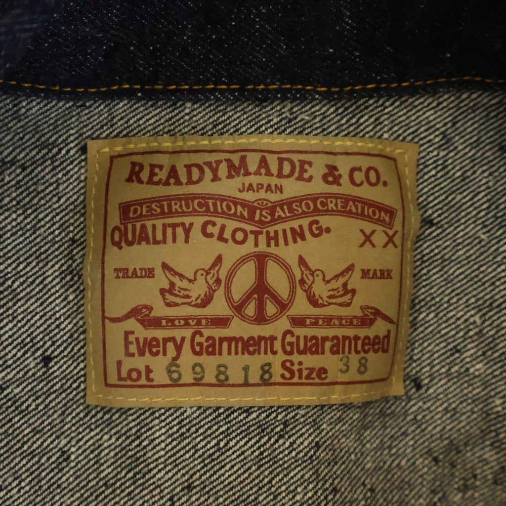 READY MADE(レディメイド) 23AW DENIM JACKET ヴィンテージ加工 デニムジャケット Gジャン インディゴ RE-CO-BL-00-00-241