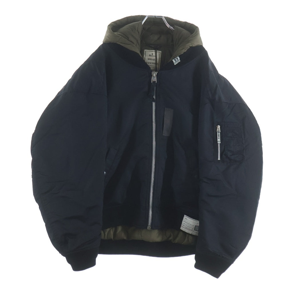 MAISON MIHARAYASUHIRO(メゾンミハラヤスヒロ) HOODED BOMBER JACKET キルティング フード付き ボンバージャケット MA-1 ブラック A15BL062