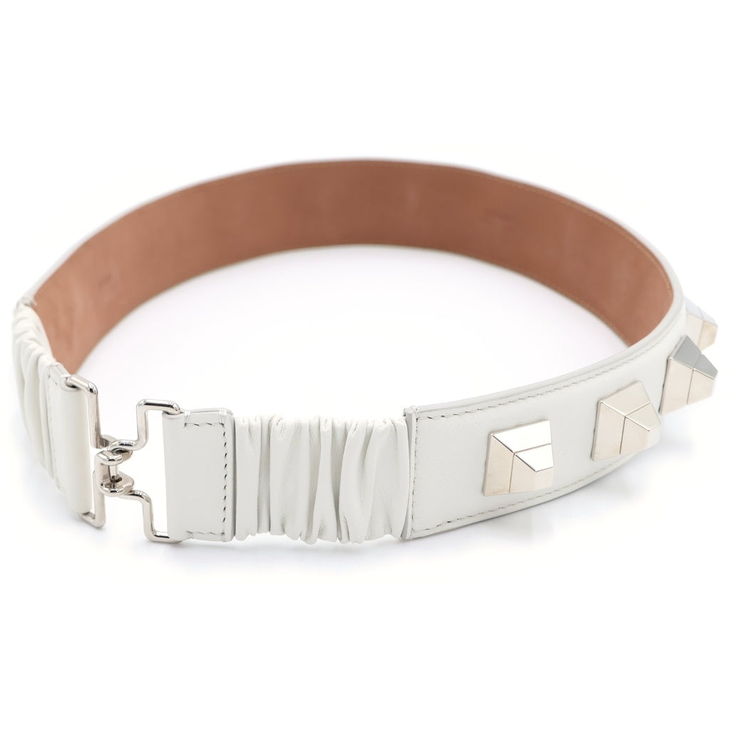 FENDI(フェンディ) STUDD BELT スタッズ付き レザーベルト ホワイト