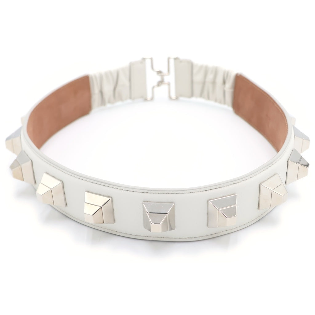 FENDI(フェンディ) STUDD BELT スタッズ付き レザーベルト ホワイト