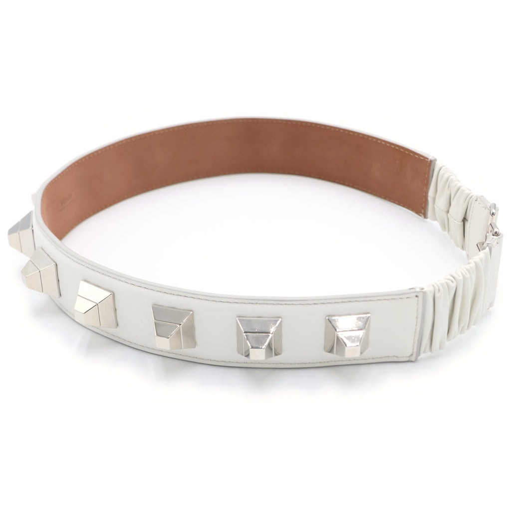 FENDI(フェンディ) STUDD BELT スタッズ付き レザーベルト ホワイト