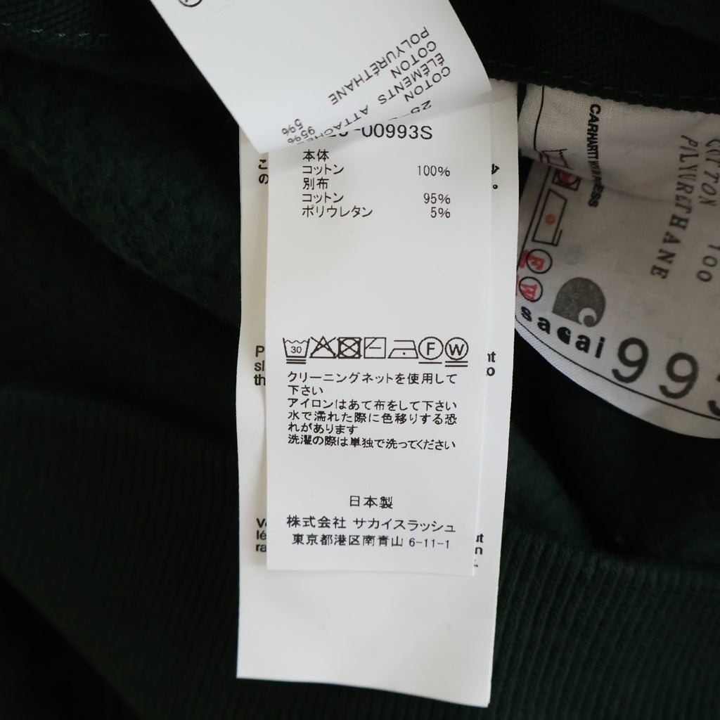 Sacai(サカイ) Carhartt WIP Cotton Jersey Hoodie 25-00993S ×カーハート プルオーバーパーカー フーディー カーキ