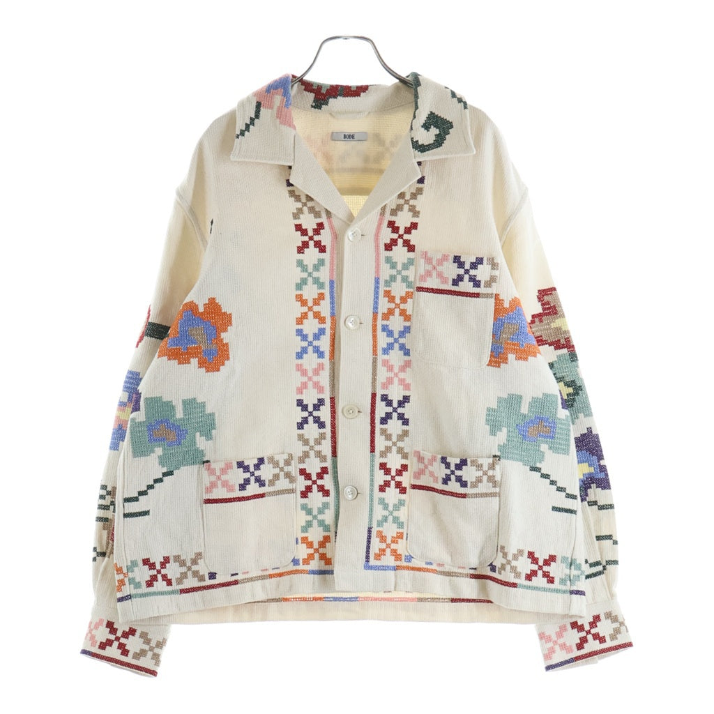 BODE(ボディ) Prisma Overshirt クロスステッチ刺繍 長袖シャツジャケット ベージュ