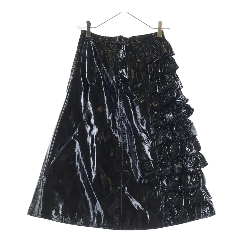 CHRISTOPHER KANE(クリストファーケイン) LEATHER RUFFLE SKIRT PATENT 520322 パテントレザー フリルスカート レディース ブラック