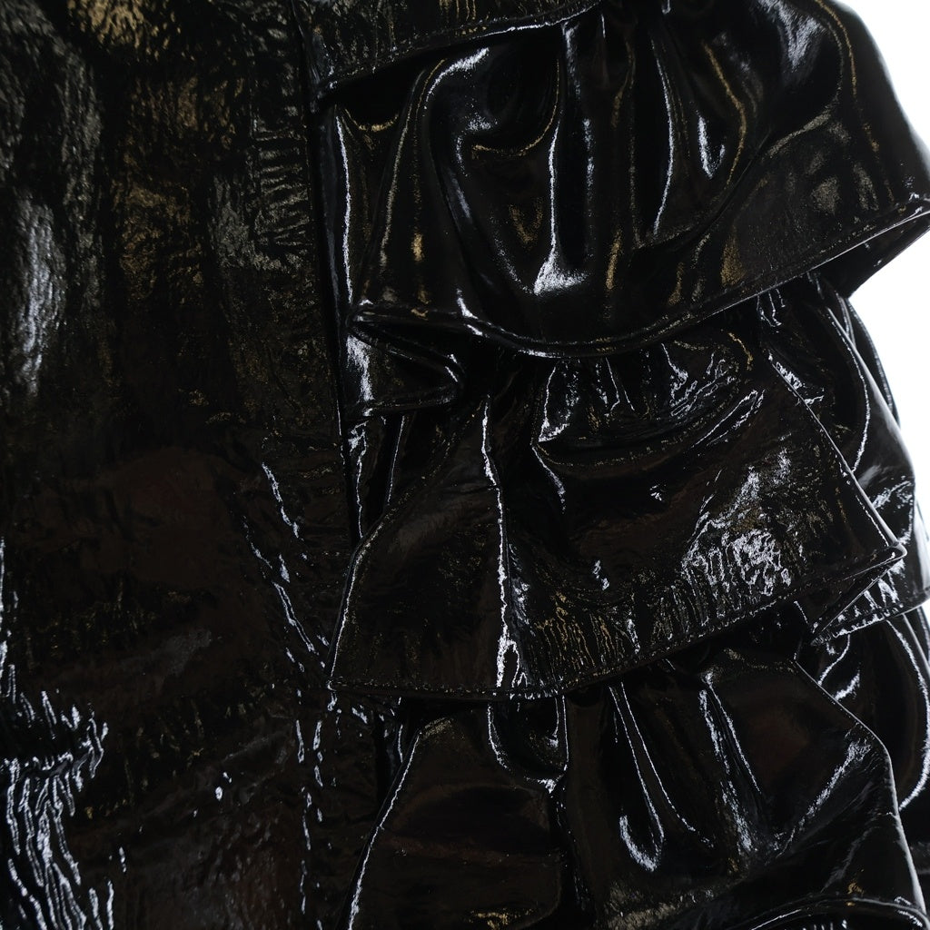 CHRISTOPHER KANE(クリストファーケイン) LEATHER RUFFLE SKIRT PATENT 520322 パテントレザー フリルスカート レディース ブラック