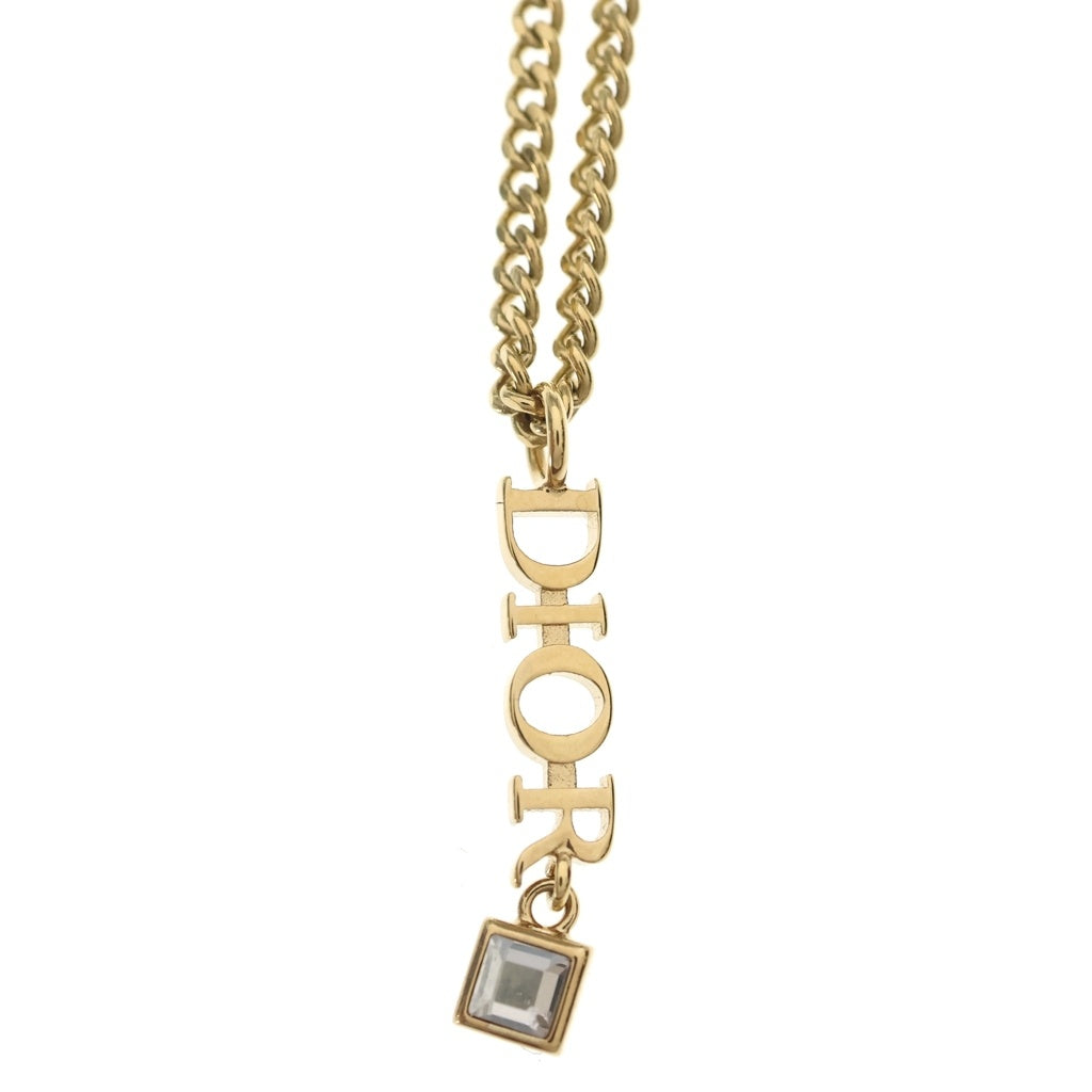 DIOR(ディオール) ロゴモチーフ ラインストーンネックレス ゴールド レディース