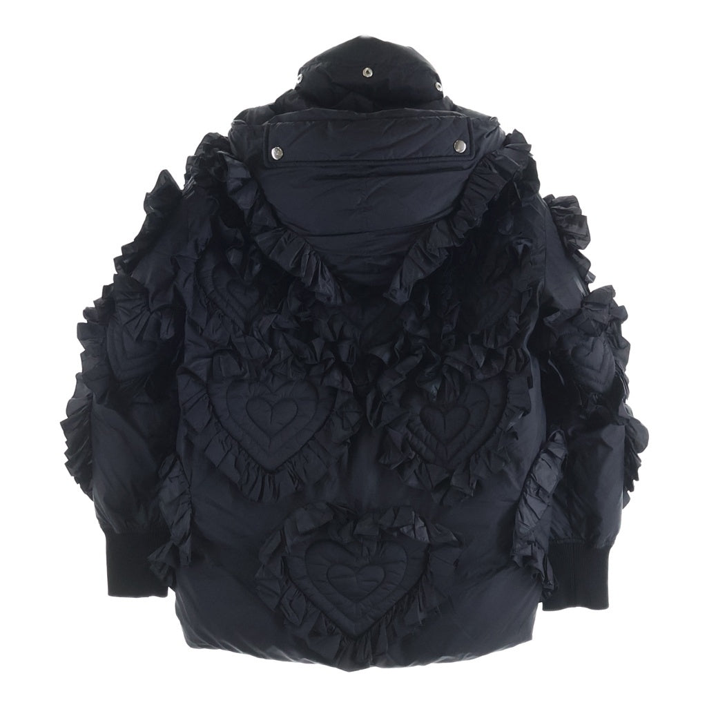 VALENTINO(ヴァレンティノ) SPA HEART JACKET QBCCN00K1LU フローラルハートフリル 中綿ジップアップジャケット ブラック レディース