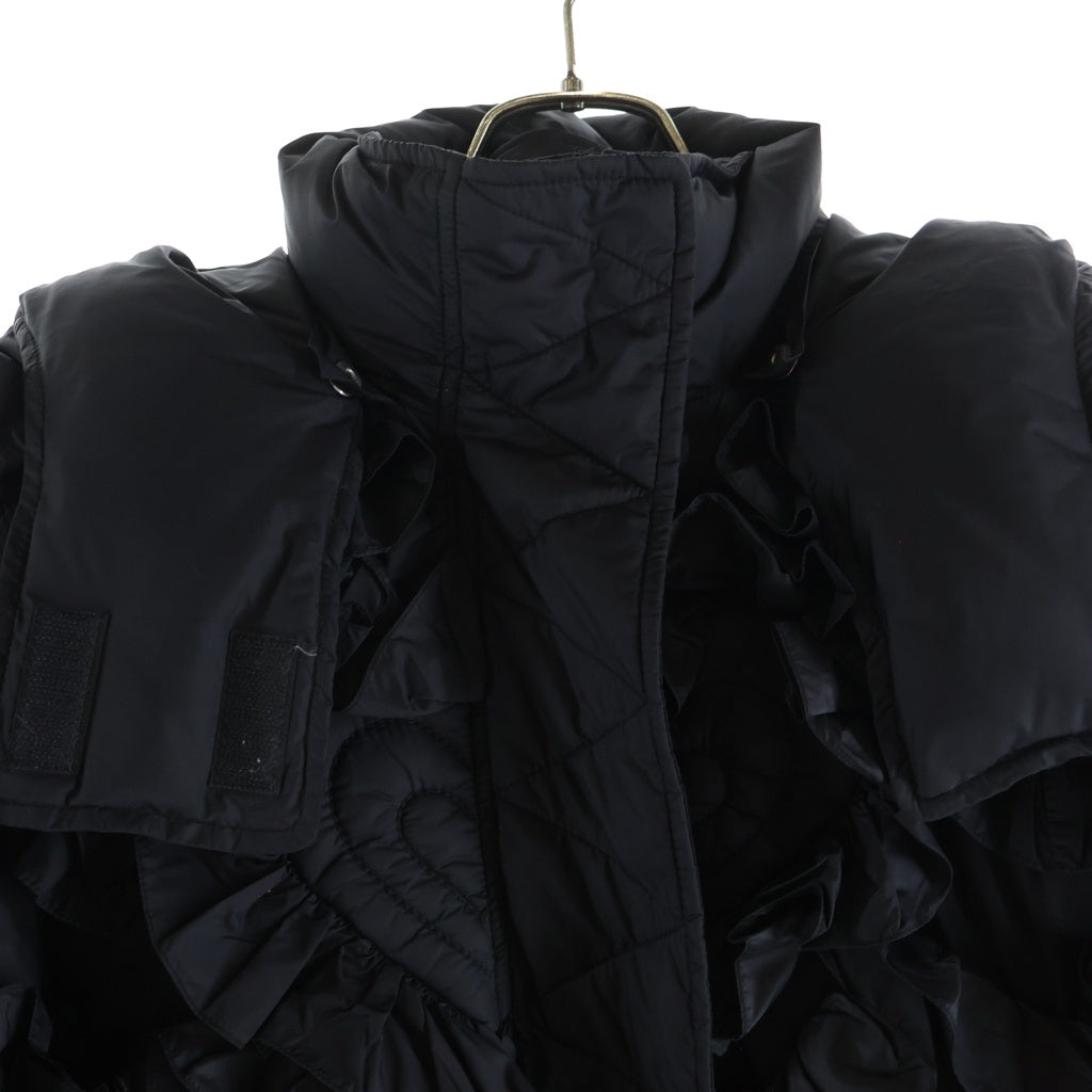 VALENTINO(ヴァレンティノ) SPA HEART JACKET QBCCN00K1LU フローラルハートフリル 中綿ジップアップジャケット ブラック レディース
