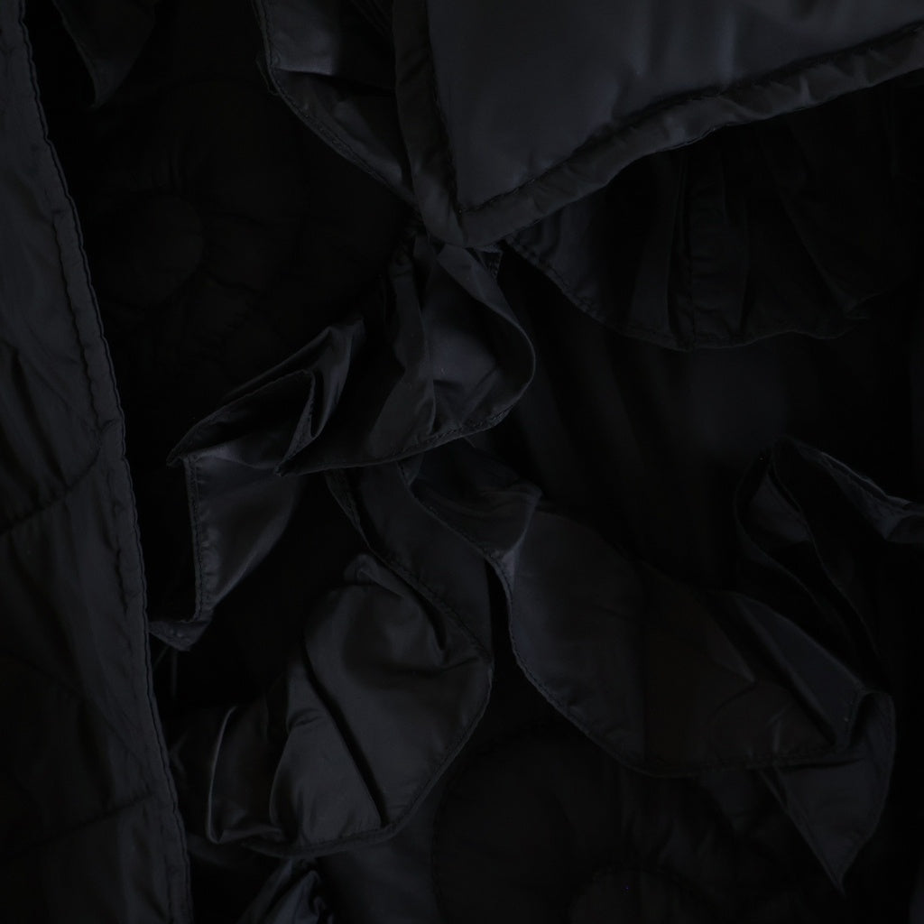 VALENTINO(ヴァレンティノ) SPA HEART JACKET QBCCN00K1LU フローラルハートフリル 中綿ジップアップジャケット ブラック レディース