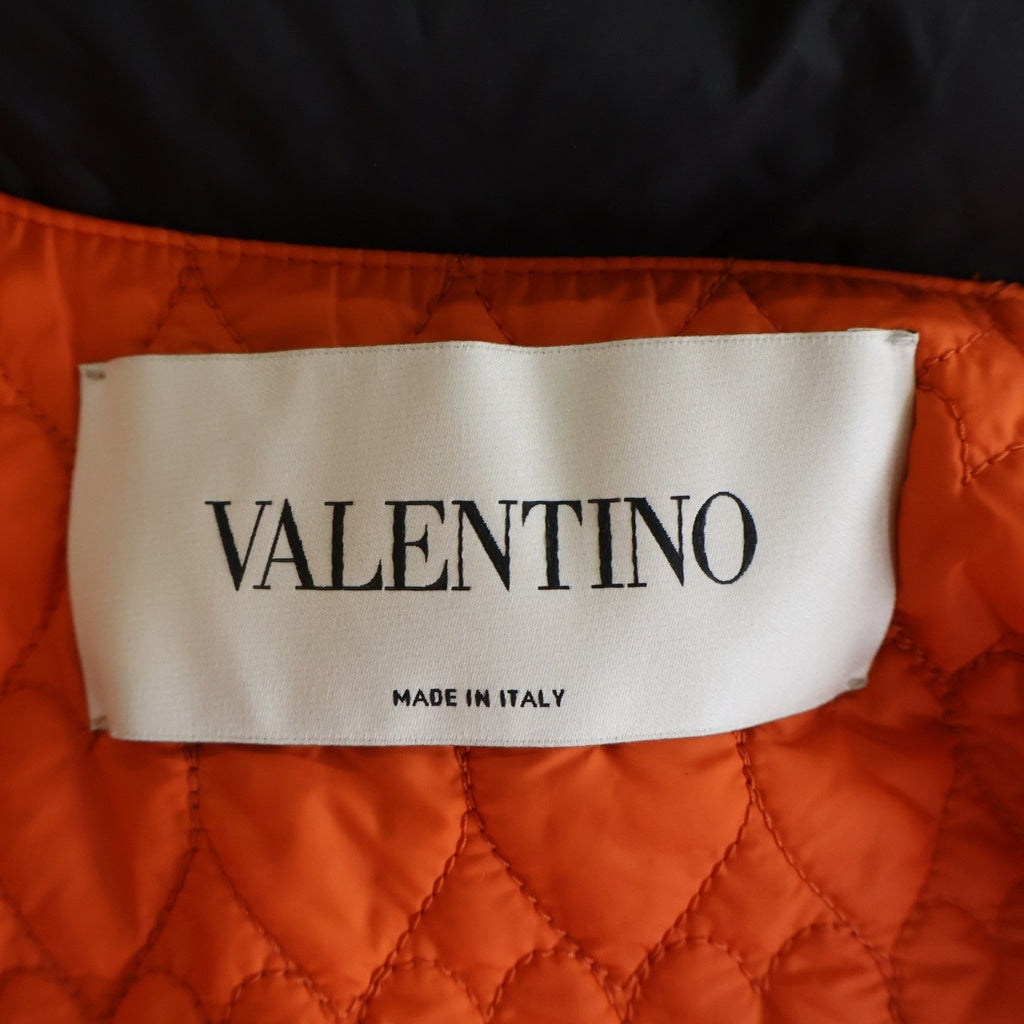 VALENTINO(ヴァレンティノ) SPA HEART JACKET QBCCN00K1LU フローラルハートフリル 中綿ジップアップジャケット ブラック レディース